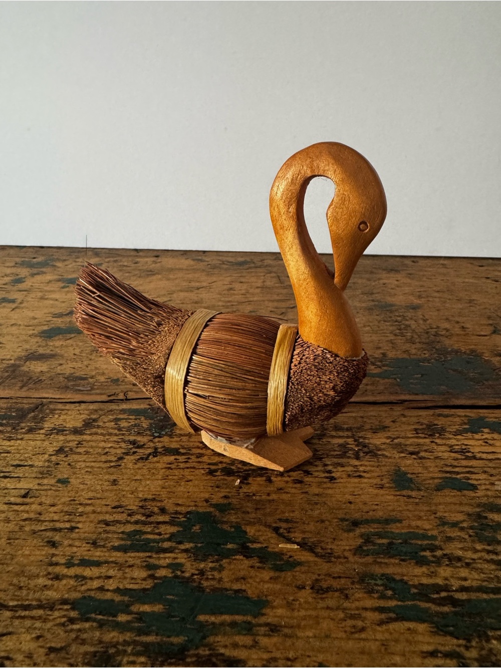Handcrafted Brown Wooden Swan Bird Figurine